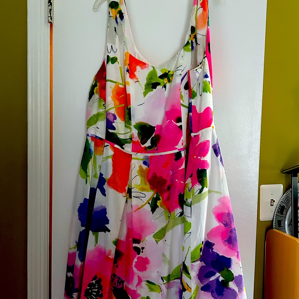 Floral Party Dress - Adrianna Papell- 16W - polyester - NWT